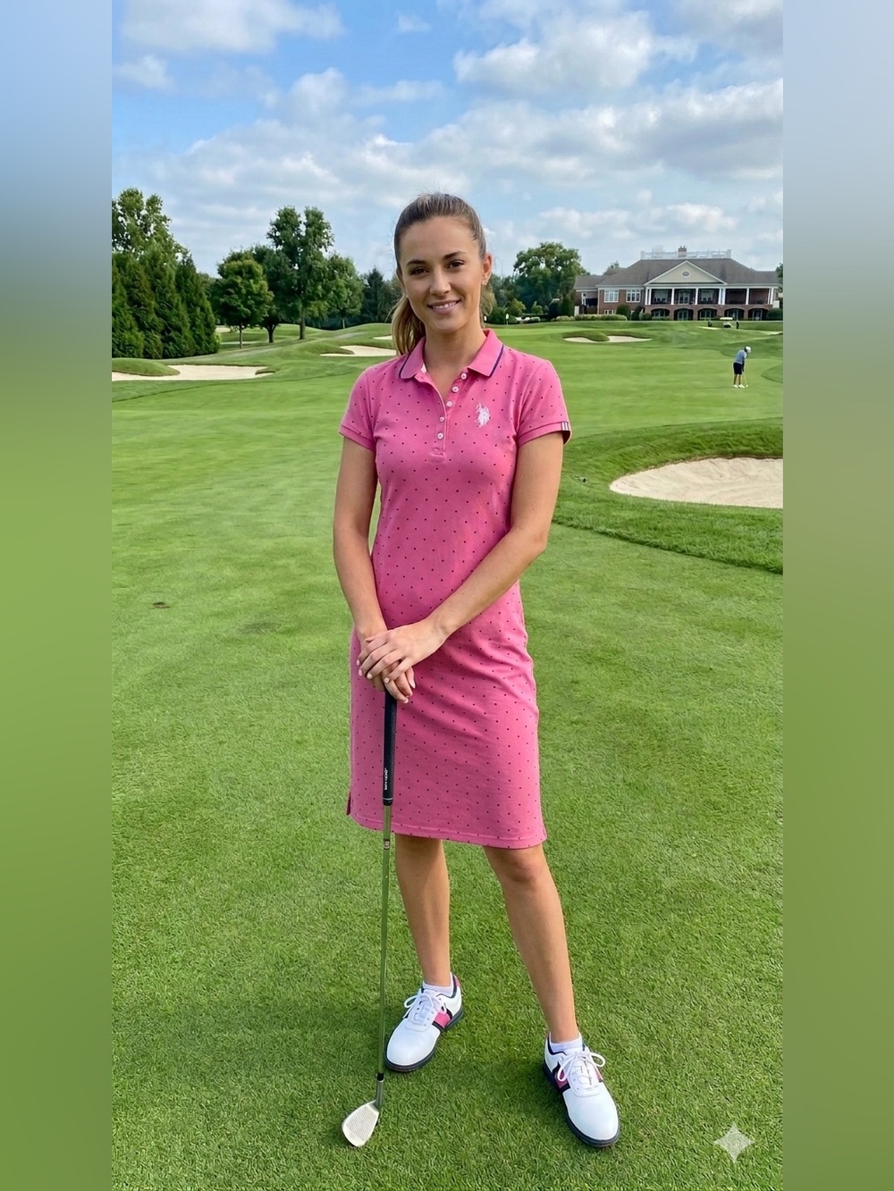 Sz M U.S. Polo Assn. Pink Sporty Midi Dress